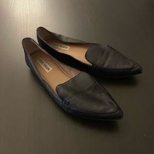 Steve Madden Black Leather Feather Loafers